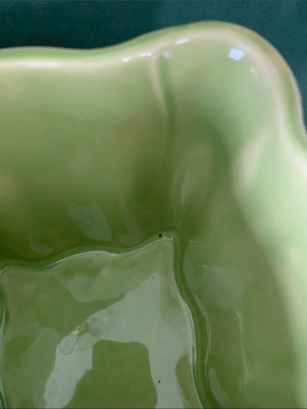 VTG USA  Pottery Glazed Square Footed Planter Chartreuse/Soft Lime Green 6” X 6”
